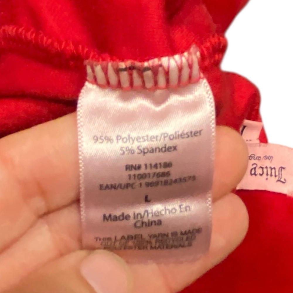Juicy Couture Velour‎ Red LARGE Rhinestone Spell-out Sweatpants Flare Leg Y2k - Picture 6 of 9